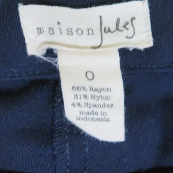 Maison Jules Womens Stretch Treggings, Skinny Pants Pockets Navy Blue 0 - Picture 3 of 5